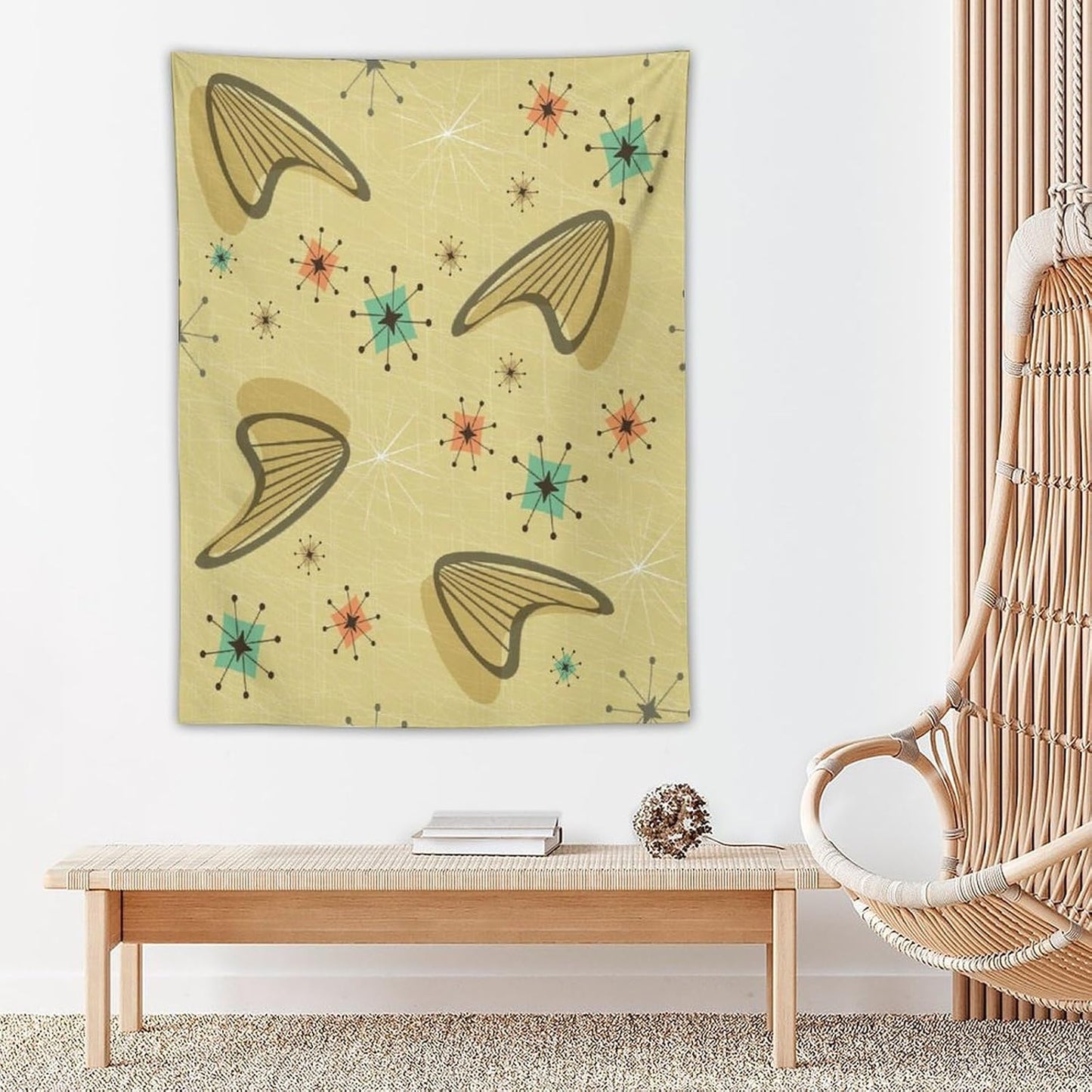 ICMOLYYENLO Boho Medieval Cat Tapestry, Abstract Atomic Starburst Geometric Aesthetic Art Wall Hanging For Bedroom Living Room Dormitory 50x60 Inches