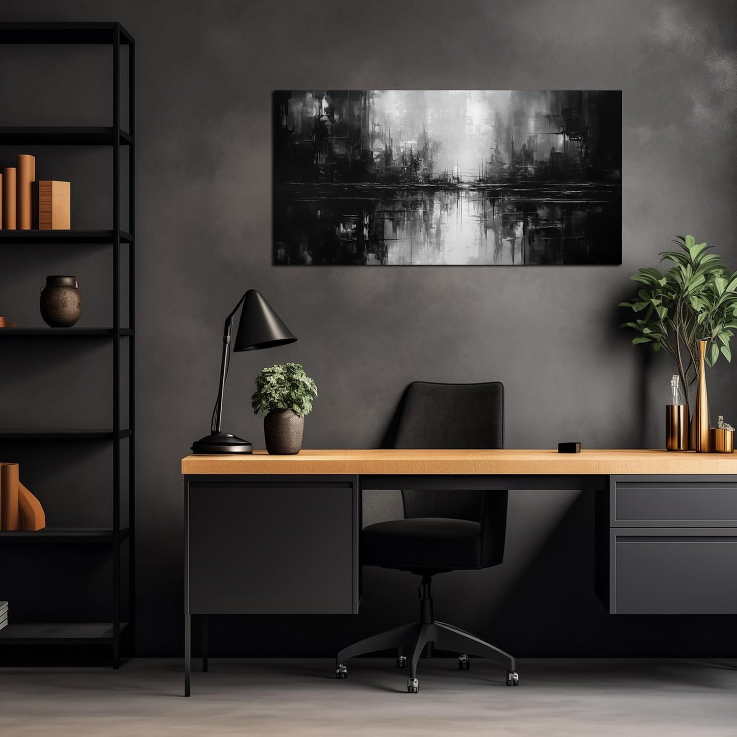 Abstract Wall Pictures for Living Room,Black Art Paintings for Wall Office Wall Art Bedroom Wall Decor 20 x 40 Inch