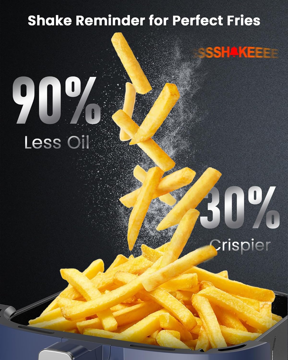 Nuwave Brio Plus Air Fryer 8 Qt, New & Improved, PFAS-FREE, 7 Digital One-Touch Cook Functions that AIR FRY, BAKE, ROAST, DEHYDRATE, TOAST, REHEAT, PREHEAT, 150 Presets, 50°F~400°F (Deep Blue)