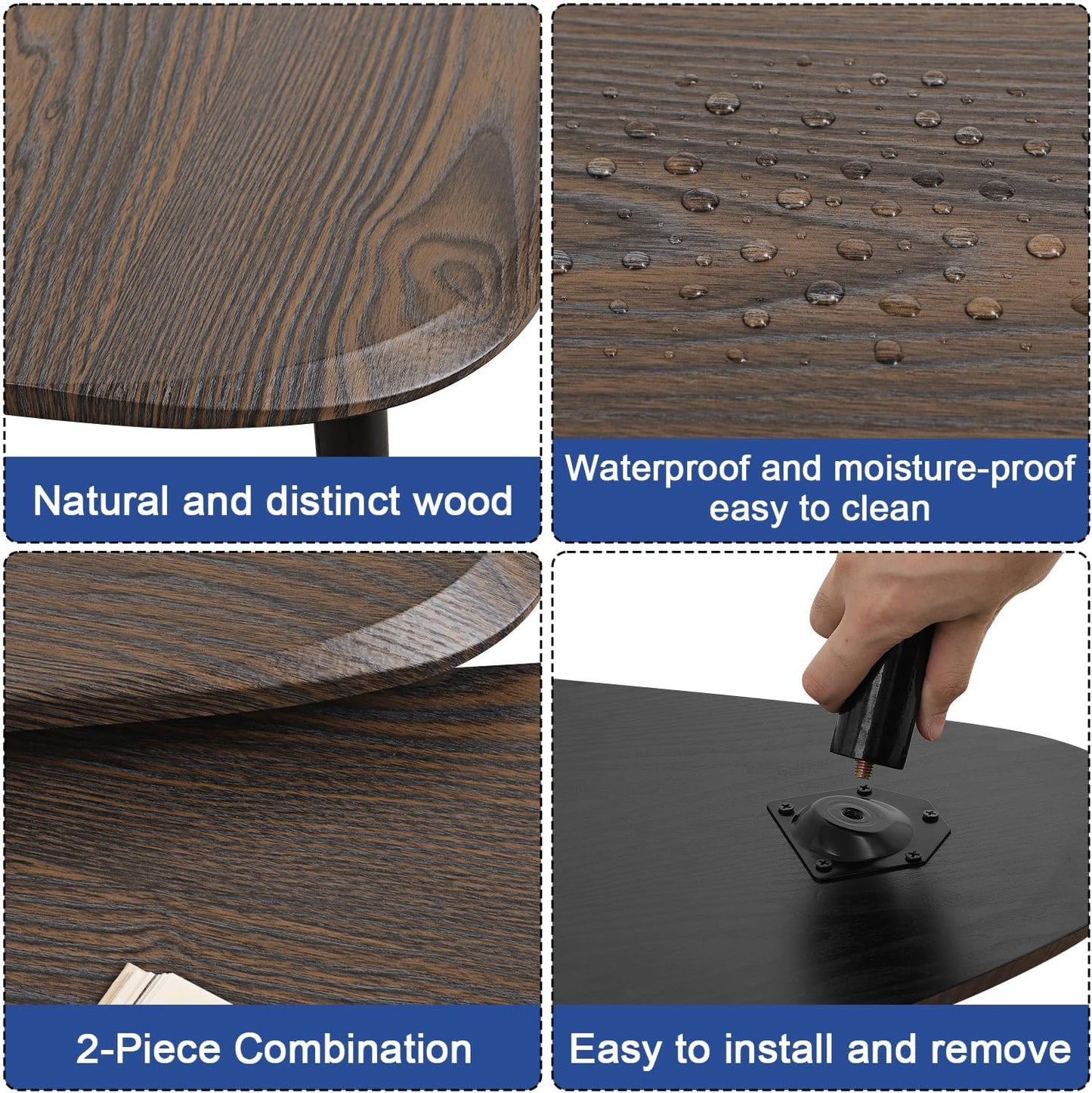 Nesting Coffee Table Set of 2 Side Set Wooden Tables Living Room Bedroom Apartment Modern Industrial Simple Nightstand,Walnut 32" D x 20" W x 18.5" H