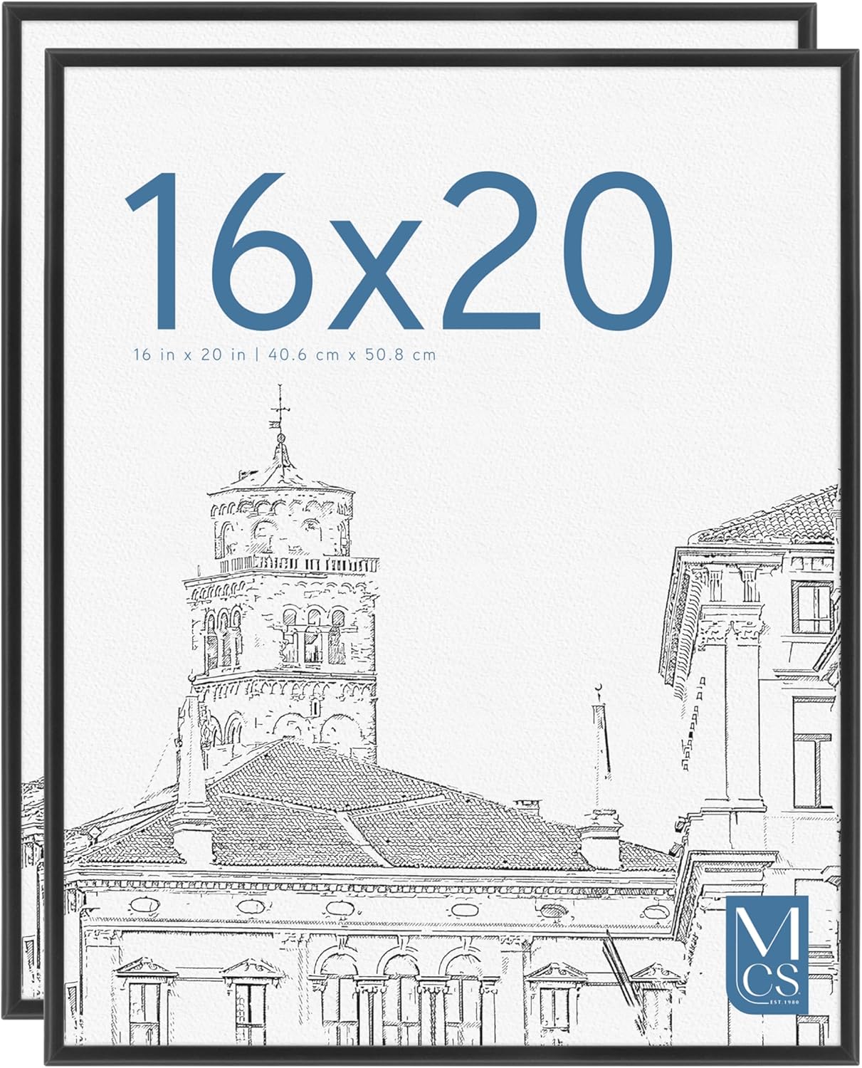 MCS Original Poster Frame 16x20 Black Lightweight Vertical & Horizontal Wall Hanging Large Picture Frame for Posters, Art Prints & Gallery Wall (2-Pack)