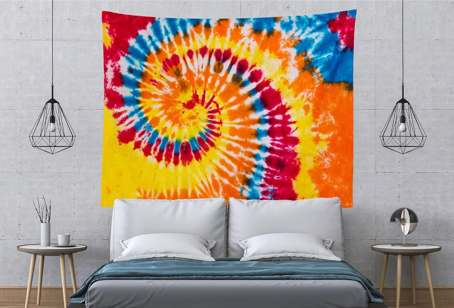 BELECO Tie Dye Tapestry Wall Hanging 92x70 Inch Colorful Spiral Tie Dye Party Decorations Watercolor Rainbow Tapestry 60s 70s Hippie Supplies Tie Dye Tapestries for Bedroom Living Room Dorm Decor
