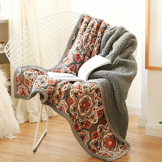 UKELER Flannel Sherpa Throw 80'' x 60''- Cute Floral Design Soft Plush Flannel Blanket Throws for Bed/Couch/Sofa/Office/Camping
