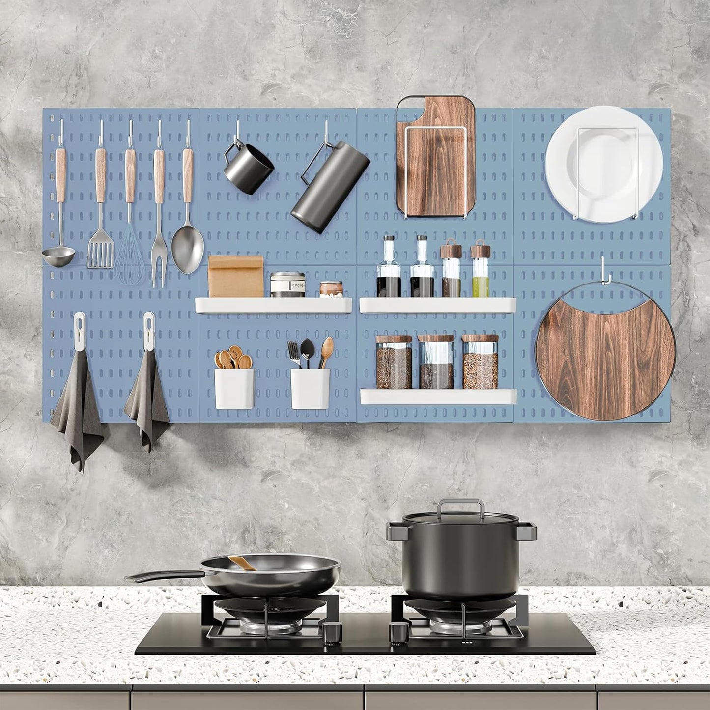 Pegboard Combination Kit, 25.2" x 25.2" Wall Mounted Storage Set with 4 Pegboards & 20 Accessories Hanging, Peg Boards Organizer