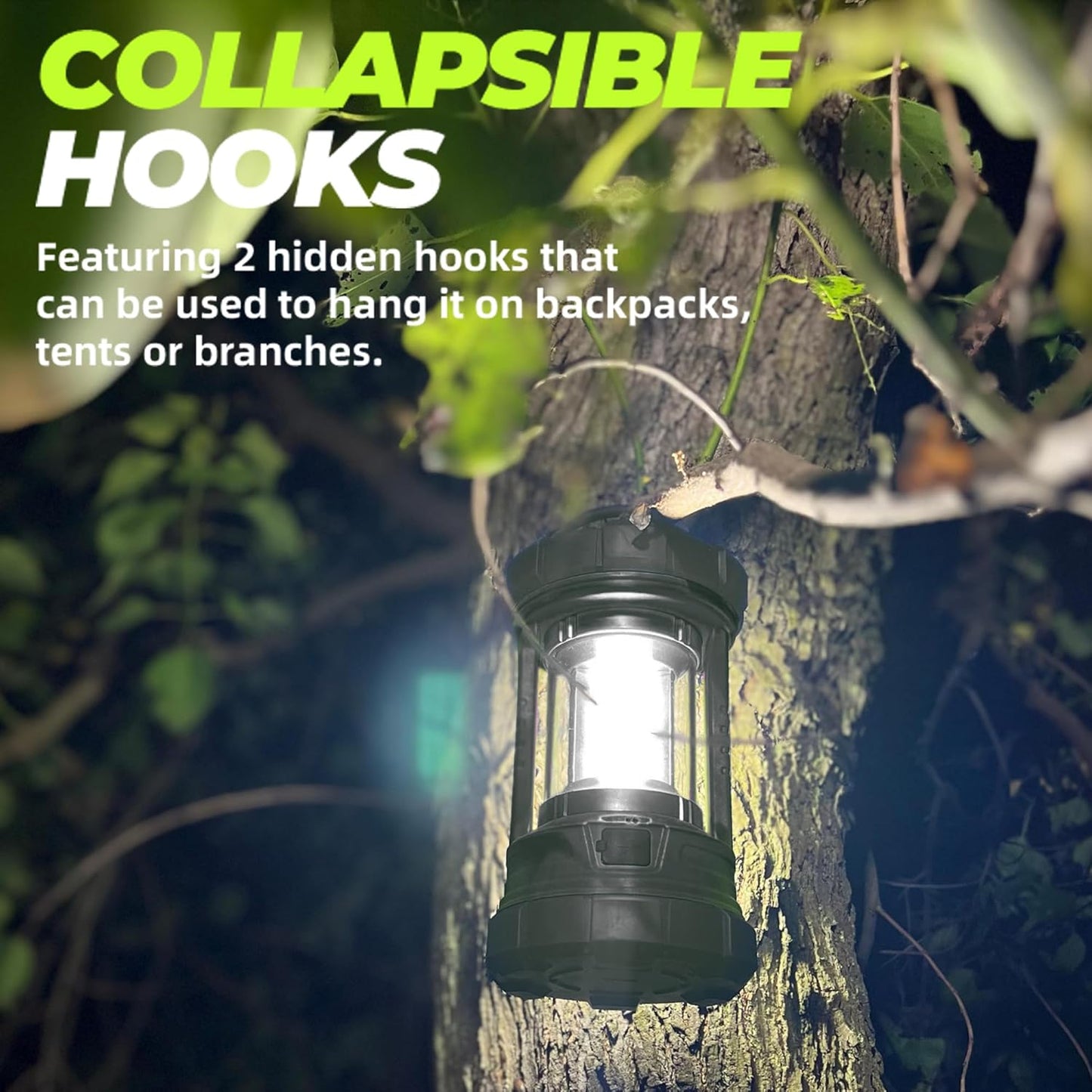 Rechargeable Camping Lantern, 3000LM 5 Light Modes Camping Light 4400 Capacity Phone Charger LED Impact-Resistant Flashlight Lantern Portable Waterproof Hurricane Lanterns for Emergency(Black)