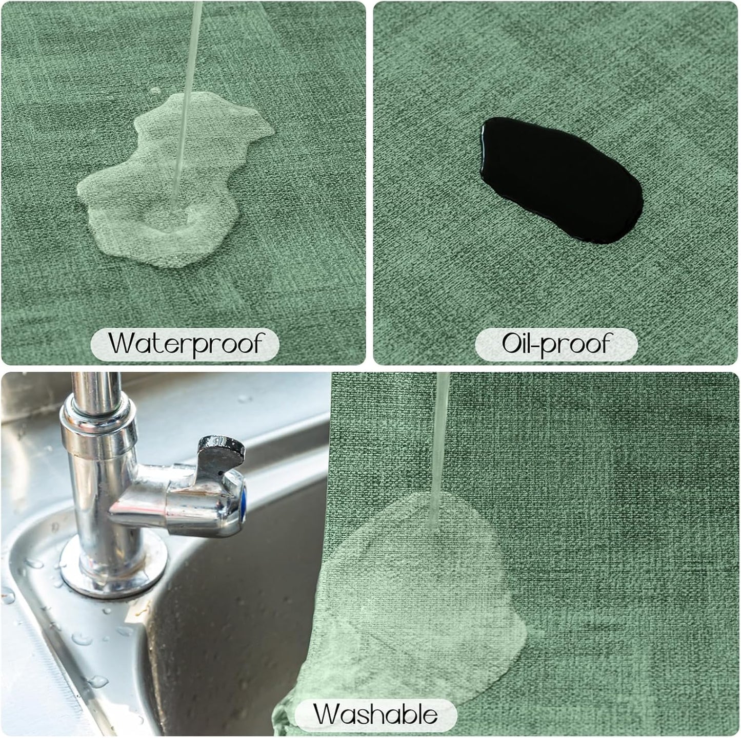 Romanstile Reversible Vinyl Placemats Set of 4, Faux Leather 100% Waterproof Oil-proof Wipeable Place Mats, Heat Resistant Dual Sided Table Mats for Kitchen/Dining/Party (Grey DarkGreen, 12 x 17 Inch)