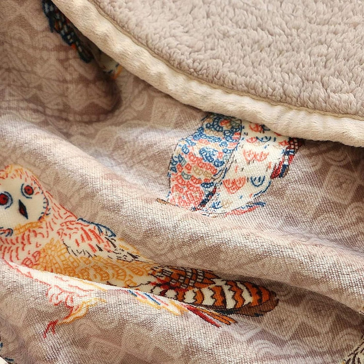 UKELER Flannel Sherpa Throws 60'' x 50'' - Cute Colorful Owl Design Soft Plush Flannel Blanket Throws for Bed/Couch/Sofa/Office/Camping