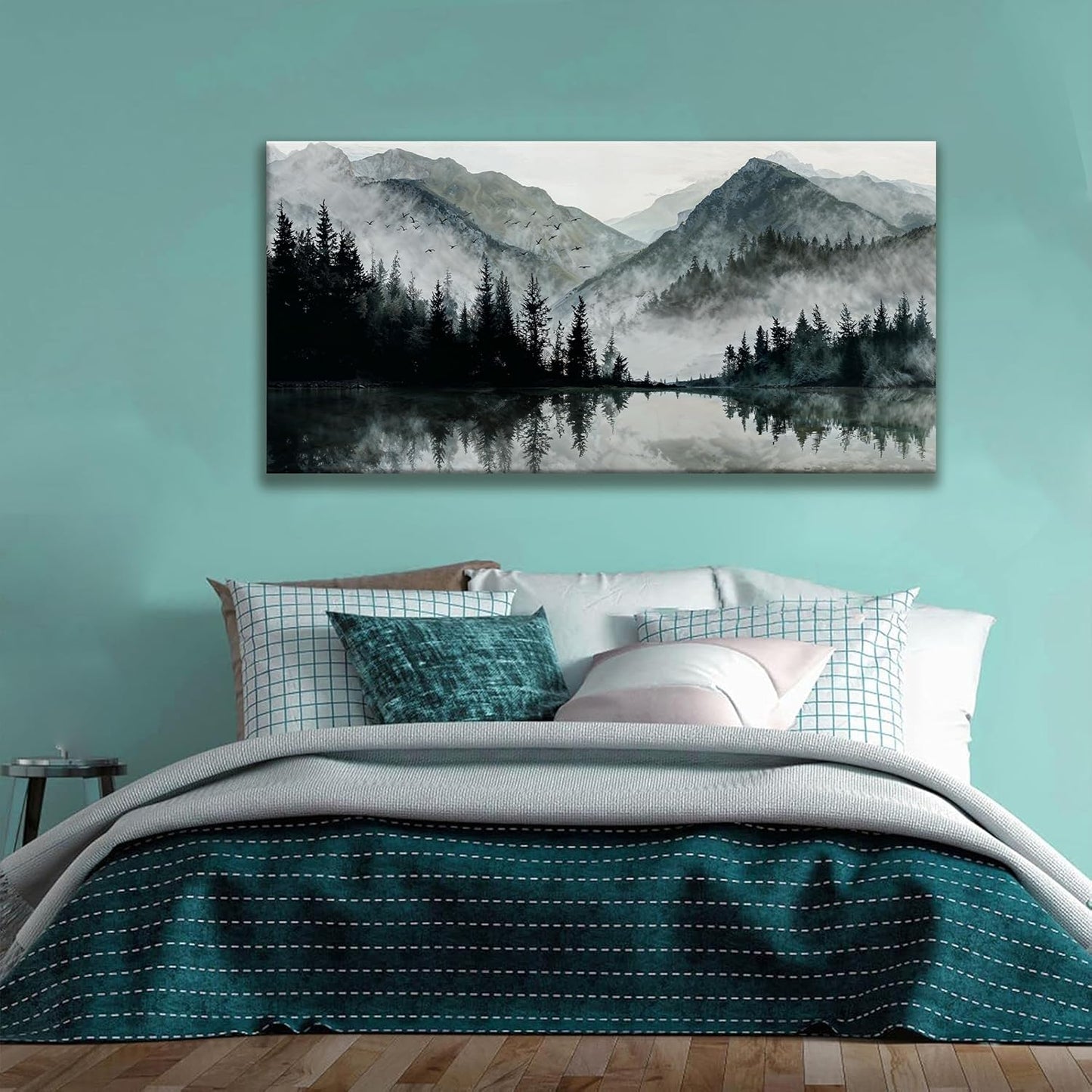TAIJXAGSG Canvas Art Wall Decor Paintings Art Prints Modern Wall Art For Living Room Decorations Mountain Lake View Landscape Artwork Wall Bedroom Kitchen Office Home Wall Decor Artwork 24"×48"
