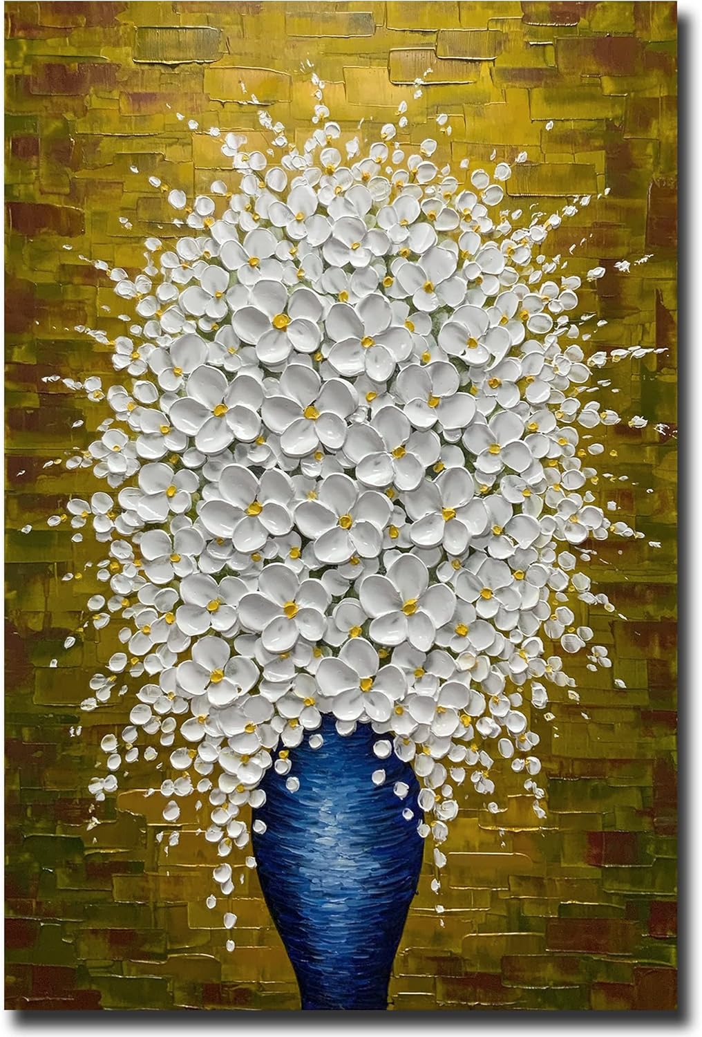 V-inspire Art,24x36 Inch Plump Floral Canvas Hand drawn Framed Blossom Tree Oil Painting on Canvas Gallery Wrapped Flower Paintings Living Room Traditional Ornament