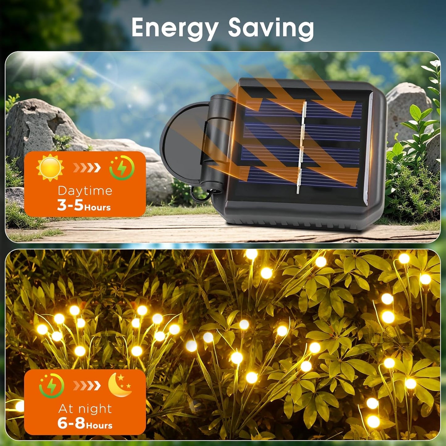 luckystyle Solar Garden Lights 4 Pack,2 Lighting Modes Fairy Lights with Artificial Green Leaves & Branches,32 LED Big Bulb Solar Lights Outdoor Waterproof Firefly Light for Yard Pathway Patio Decor