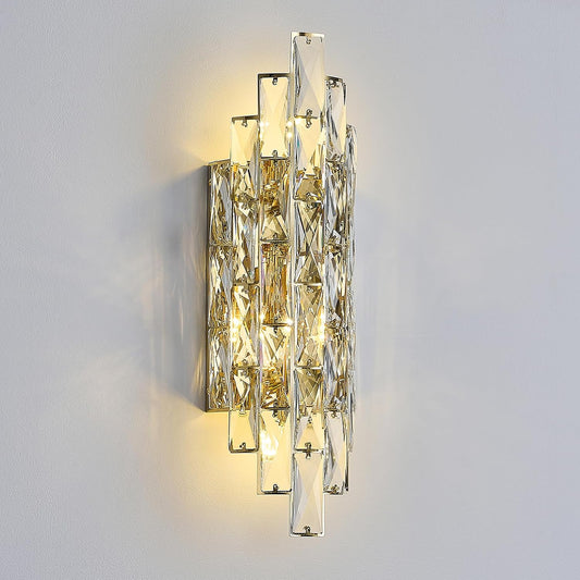 Modern Gold Crystal Wall Sconce Light Fixtures, Wall Mount Lamps for Bedroom Living Room Bathroom Vanity Mirror