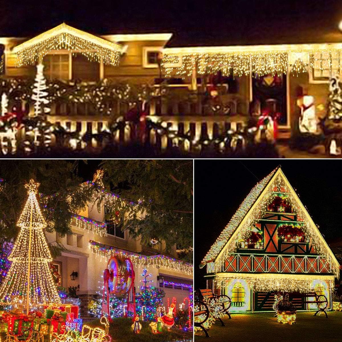 Homeleo Solar Icicle Lights, Outdoor Warm White LED Icicle Lights for Outside Christmas Decorations, Holiday Xmas House Porch Girls Bedroom Decor (14.5Ft/30 Drops/160 LED)