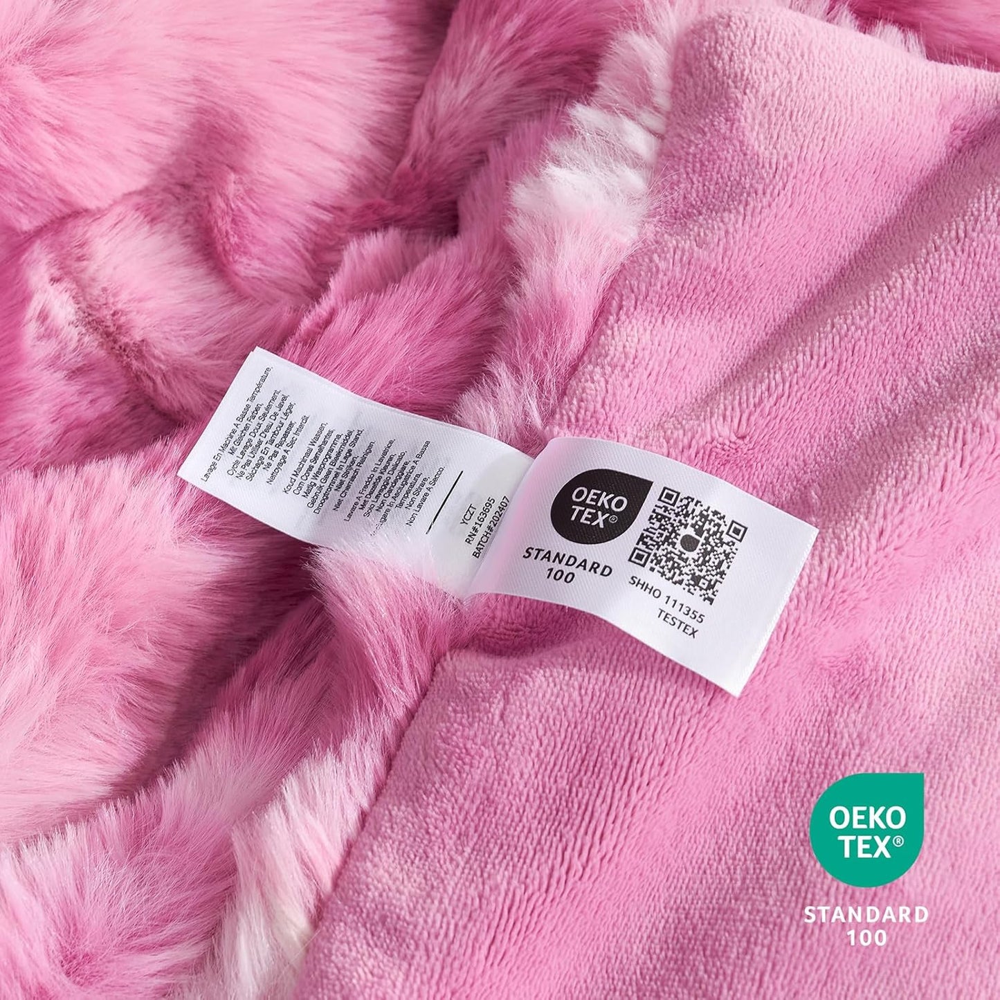 Cozy Bliss Faux Fur Throw Blanket for Couch, Fuzzy Soft Plush Thick Bubble Blanket for Sofa Bedroom Living Room, 60 * 80 Inches Tie Dye Pink