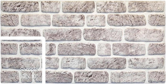 Dundee Deco 3D Wall Panels Faux Brick - Cladding White Grey Stone Look Wall Paneling, Styrofoam, Sample, Size 10 x 10 in.