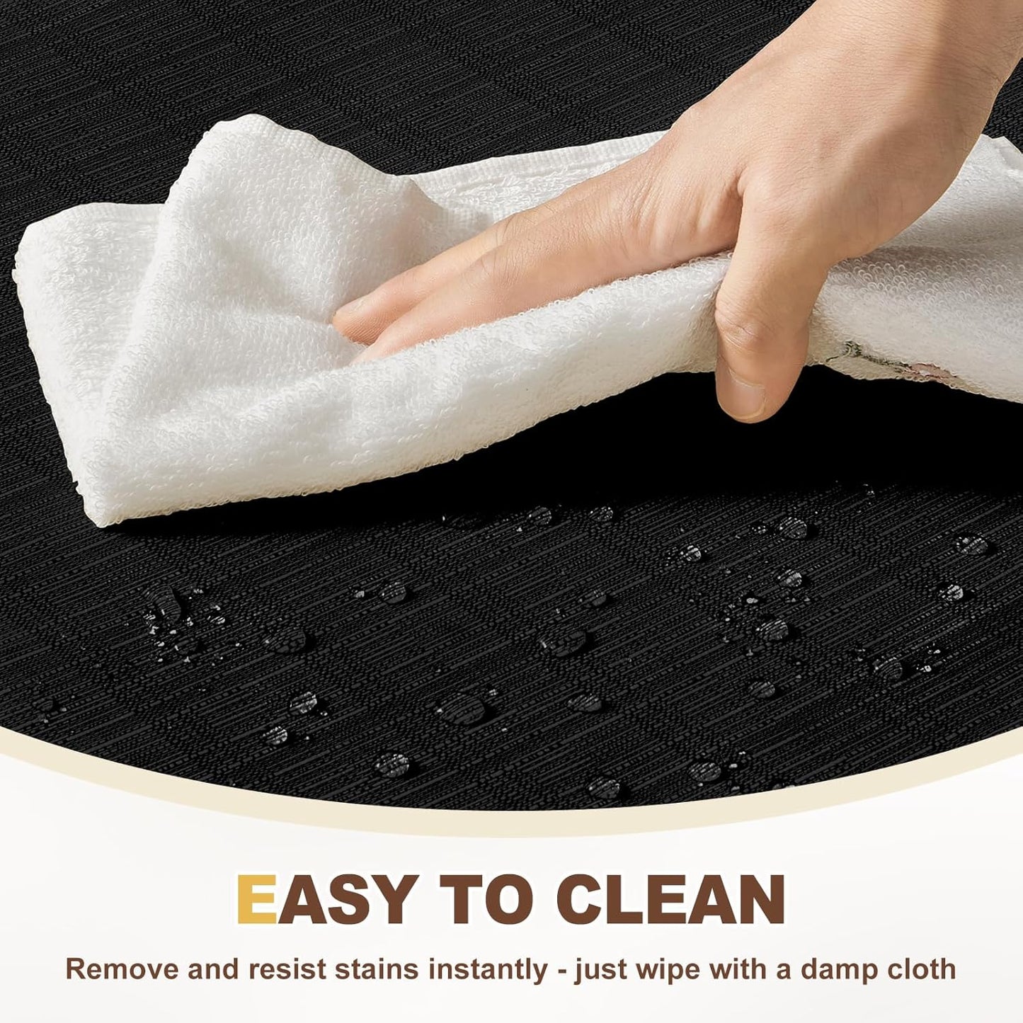 downluxe Chair Cushions for Dining Chairs, Waterproof Kitchen Chair Pads, Non-Slip Dining Seat Cushion with Ties, 17" x 16" x 2.5", Black, 4 Pack