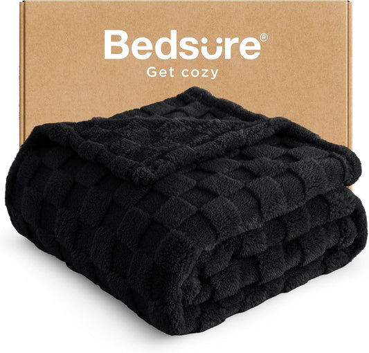 Bedsure GentleSoft Black Throw Blanket for Couch - Super Soft Cozy Blankets Gifts for Women Men Girls, Cute Small Fleece Throws for Bedroom Home Decor, 50x70 Inches