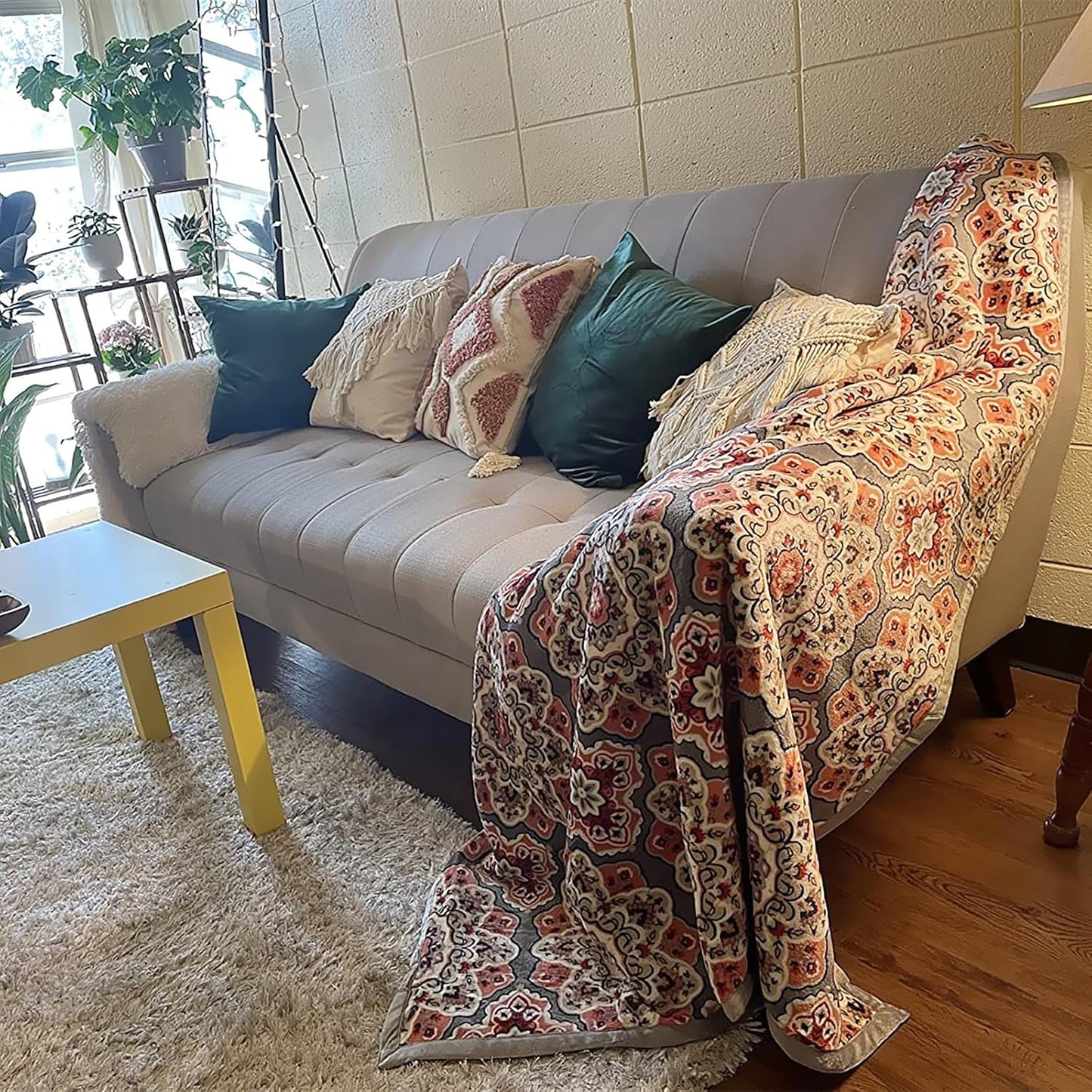 UKELER Floral Sherpa Bed Blanket King Size 90'' x 108'', Native American Cozy Warm Blanket for Bed/Couch/Sofa, Great Gift for Women's Day,Mother's Day,Father's Day,Thanksgiving,Christmas,Birthday