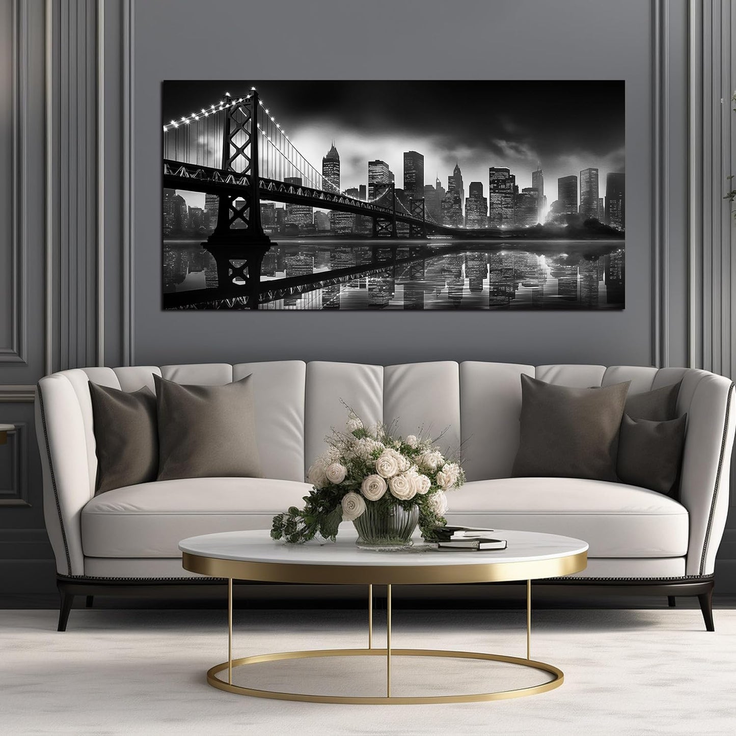 Brooklyn Bridge Wall Art Large City Wall Decor for Living Room Office Wall Decor 29 x 59 Inch