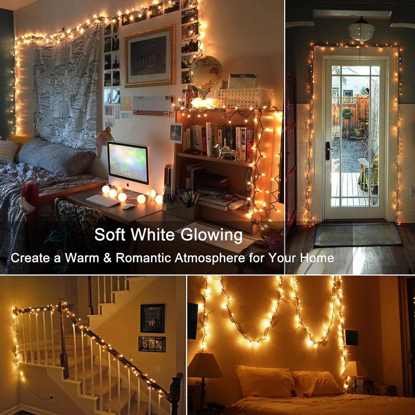 Clear Christmas Lights, 69.6ft 300ct Incandescent Christmas Lights, Connectable Outdoor Mini Tree Light Xmas Fairy Light, 120V UL Certified Indoor String for Xmas Party Birthday, Warm White