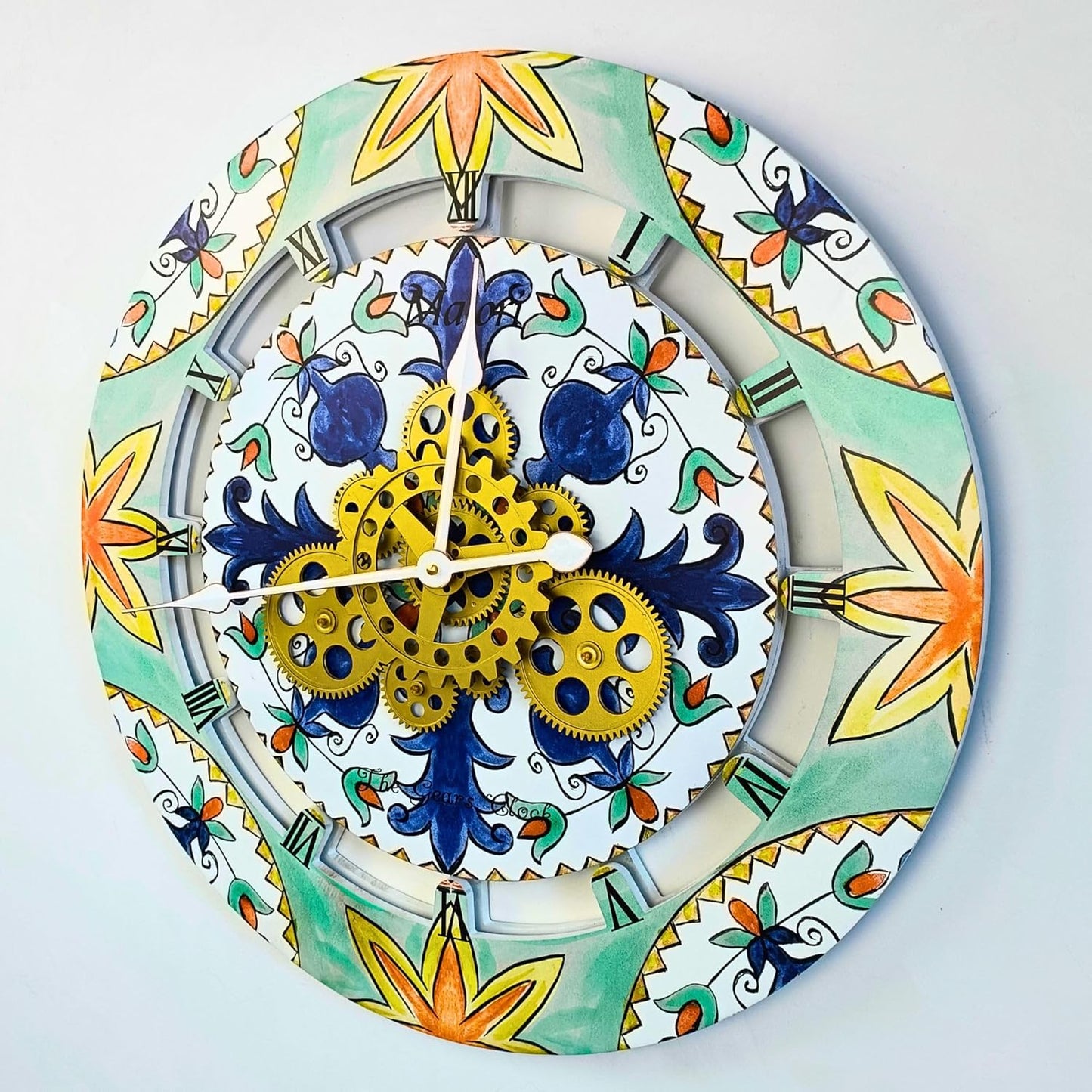 The Gears Clock Wall Clock Italy Collection with Moving Gears (Maiori, 24 inch Round)