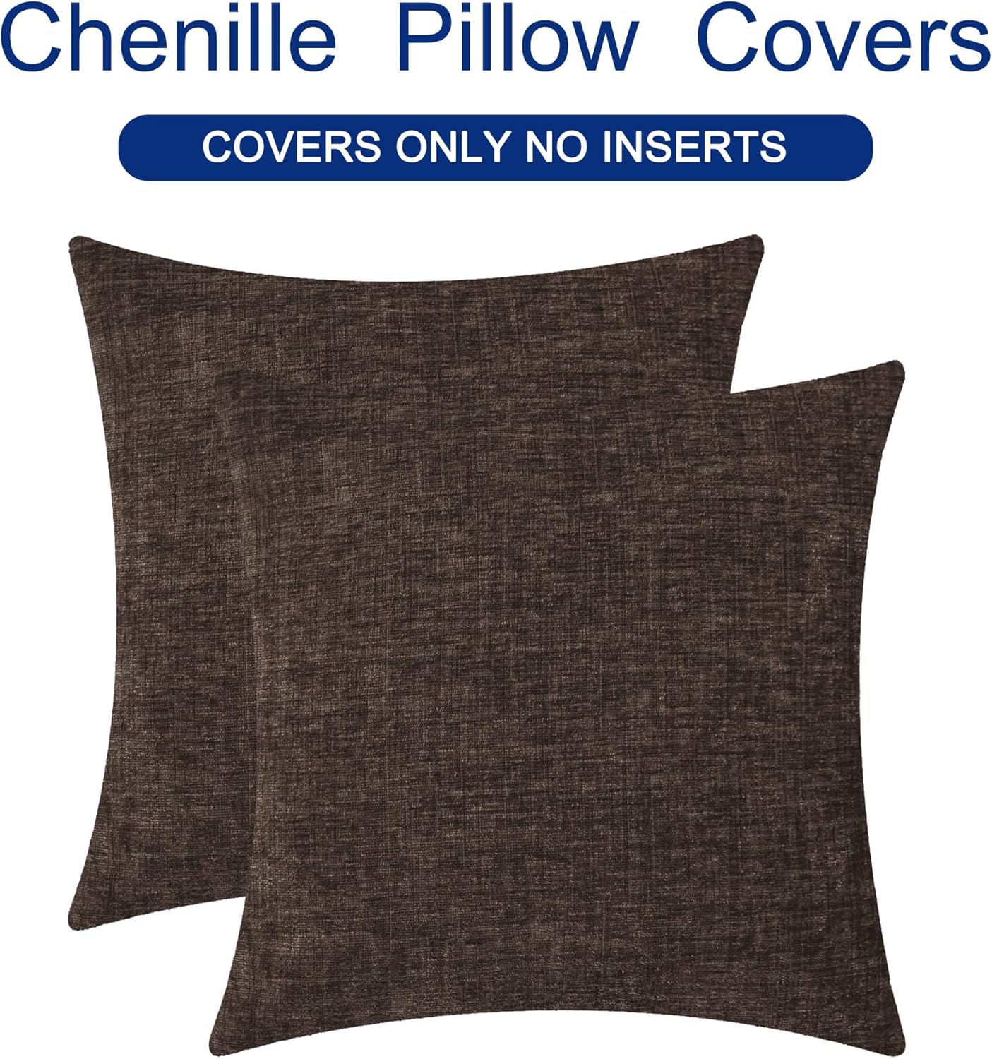CaliTime Throw Pillow Covers Decorative 18 X 18 Inches Pack of 2 Cozy Chenille Cushion Cases for Couch Sofa Bed Living Room Home Coffee