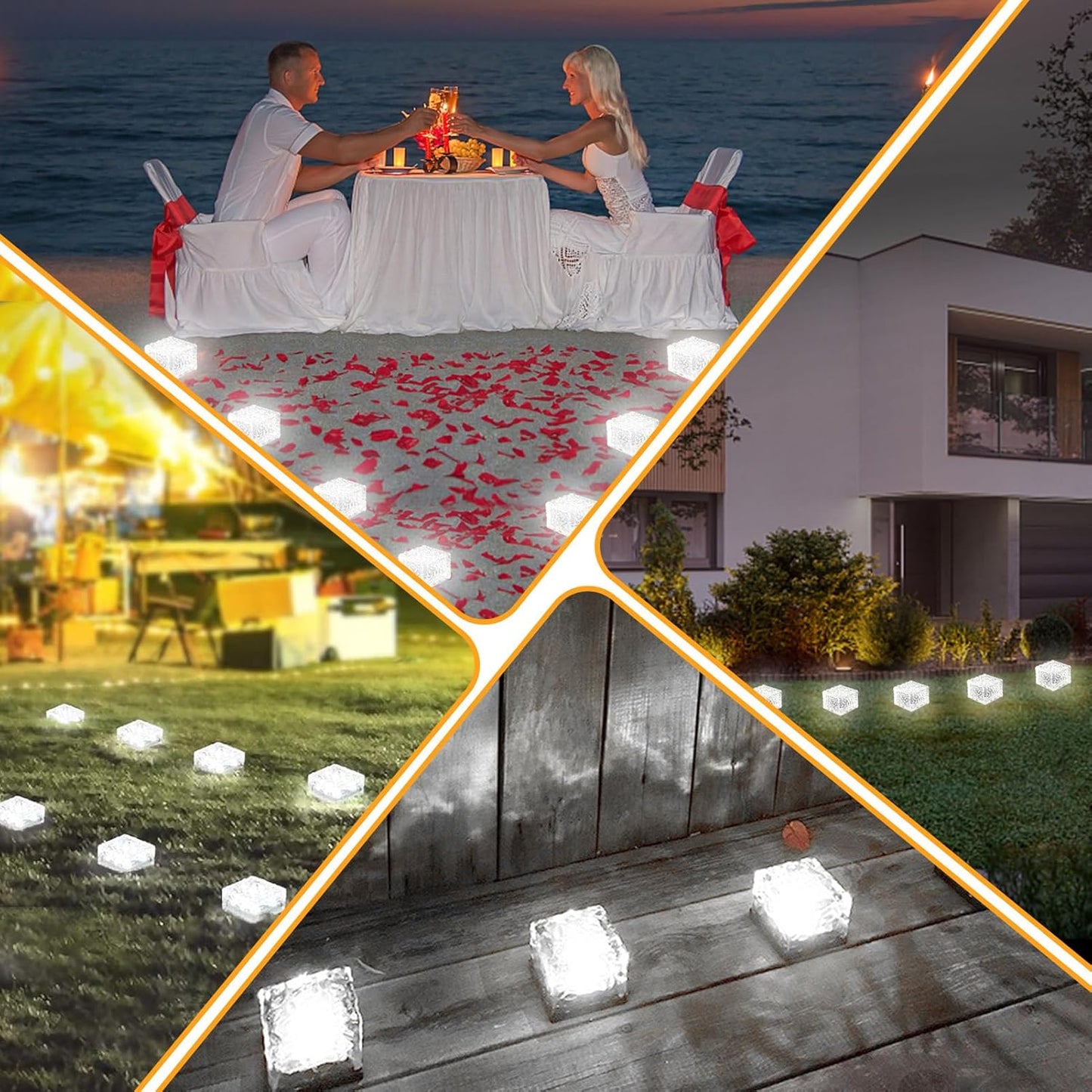 Solar Brick Lights - Outdoor Waterproof Patio & Garden Decor (6 Packs for Patio, Yard, Walkway, Pathway)