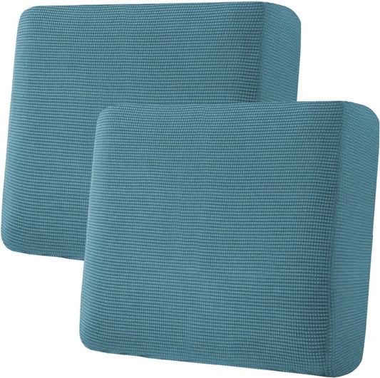 H.VERSAILTEX Super Stretch Individual Seat Cushion Covers Sofa Covers Couch Cushion Covers Slipcover Sets Thick Jacquard Textured Twill Fabric (2 Piece Large Sofa Cushion Covers, Storm Blue)