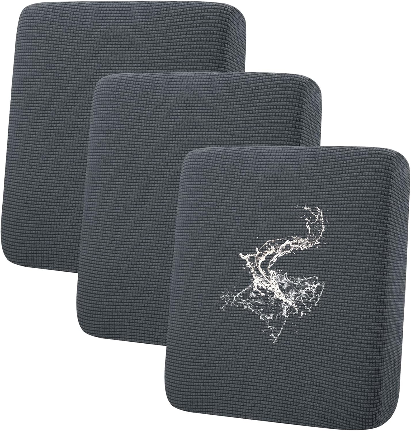 hyha Waterproof Couch Cushion Covers for Pets, Non Slip Sofa Seat Cover for Dogs Washable, Soft Thick Stretch Jacquard Fabric, Sofa Slipcovers with Elastic Bottom (3 Pieces, Grey)