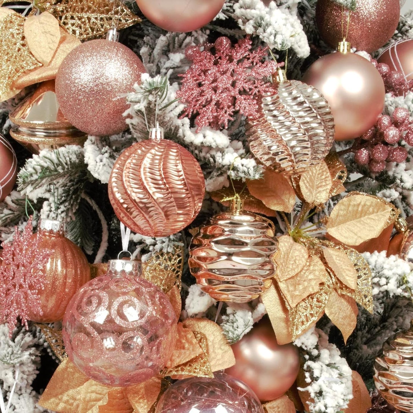 XmasExp 16ct Christmas Ball Ornaments Shatterproof Xmas Tree Hanging Balls Decorations Perfect for Holiday Wedding Christmas Decor (Rose Gold, 3.15")