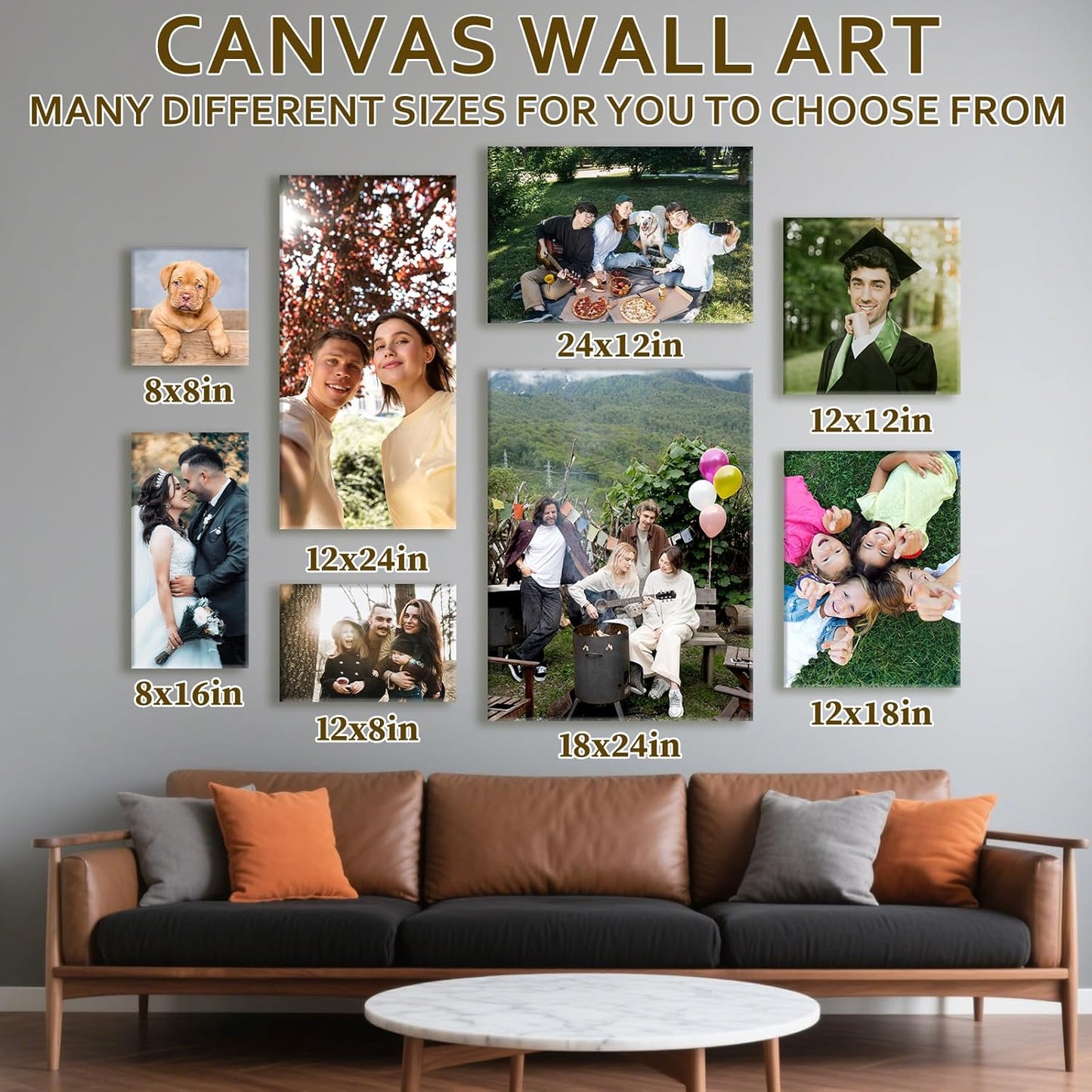 Custom Canvas Prints with Your Photos - Personalized Pictures Print, Customized Photo Gifts, Wall Art Poster Canvas Printing for Wedding, Family, Baby, Pets, Home Office Decor, Wrapped Frame 20x40