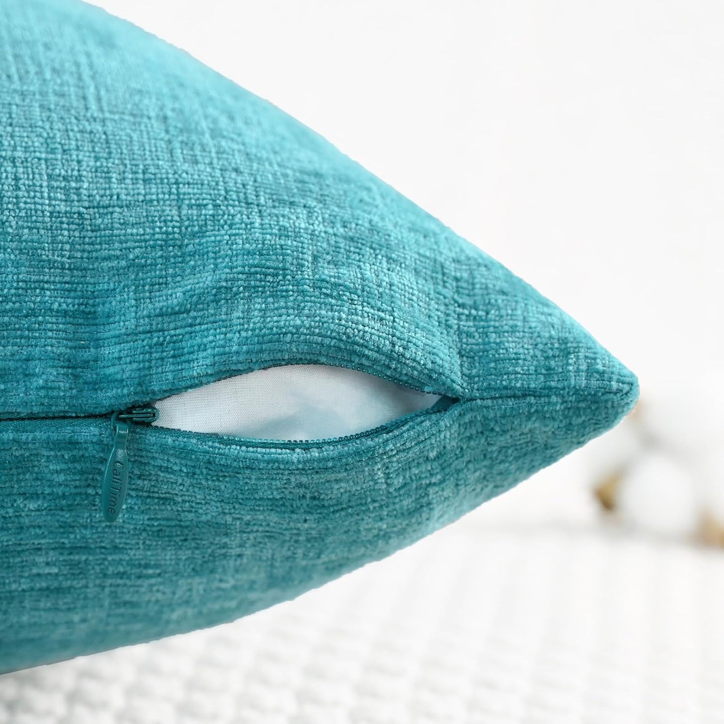 CaliTime Throw Pillow Covers Decorative 16 X 16 Inches Pack of 2 Cozy Chenille Cushion Cases for Couch Sofa Bed Living Room Home Lake Blue