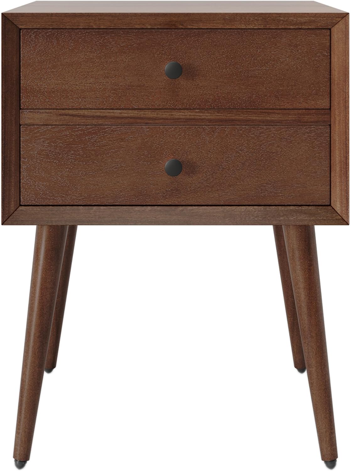 Christopher Knight Home Acacia Wood Nightstand Side Table, Accent Bedside End Table, Storage with 2 Drawers, Mid-Century Nightstand with Solid Wood Leg for Bedroom Dorm and Small Space, Brown