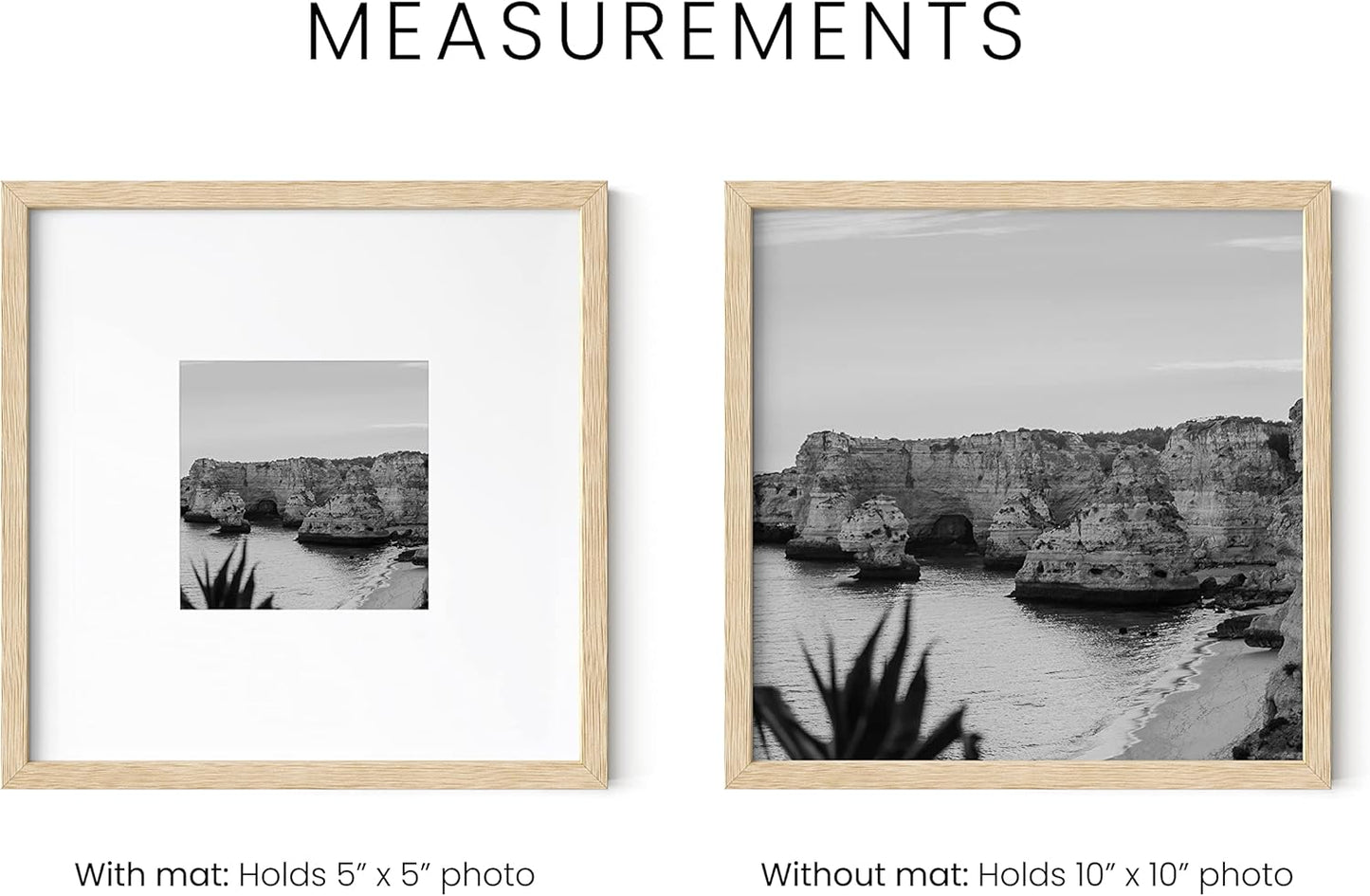 HAUS AND HUES Oak 10x10 Square Picture Frames, Set of 25, Beige, Wall-Mountable, Modern Gallery Wall Frame Set