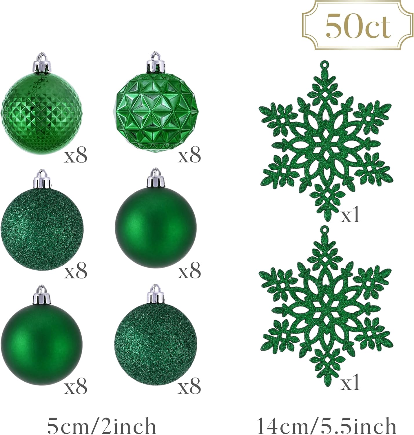 Valery Madelyn Christmas Tree Decorations Ornament Set for Fall Halloween, 50ct 2 Inches Emerald Green Shatterproof Christmas Ball Ornaments Hanging Xmas Holiday Party Decor