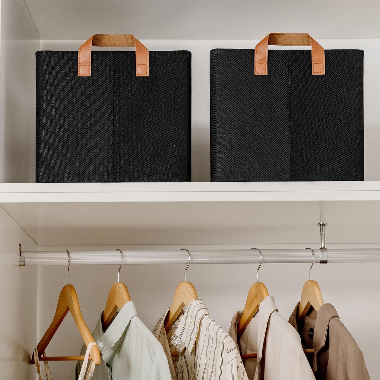 GRANNY SAYS Storage Baskets for Shelves, Closet Organizer Bins, Clothes Storage Bins with Metal Frame, Extra Large Baskets for Organizing and Storage, Collapsible, Black, 2-Pack