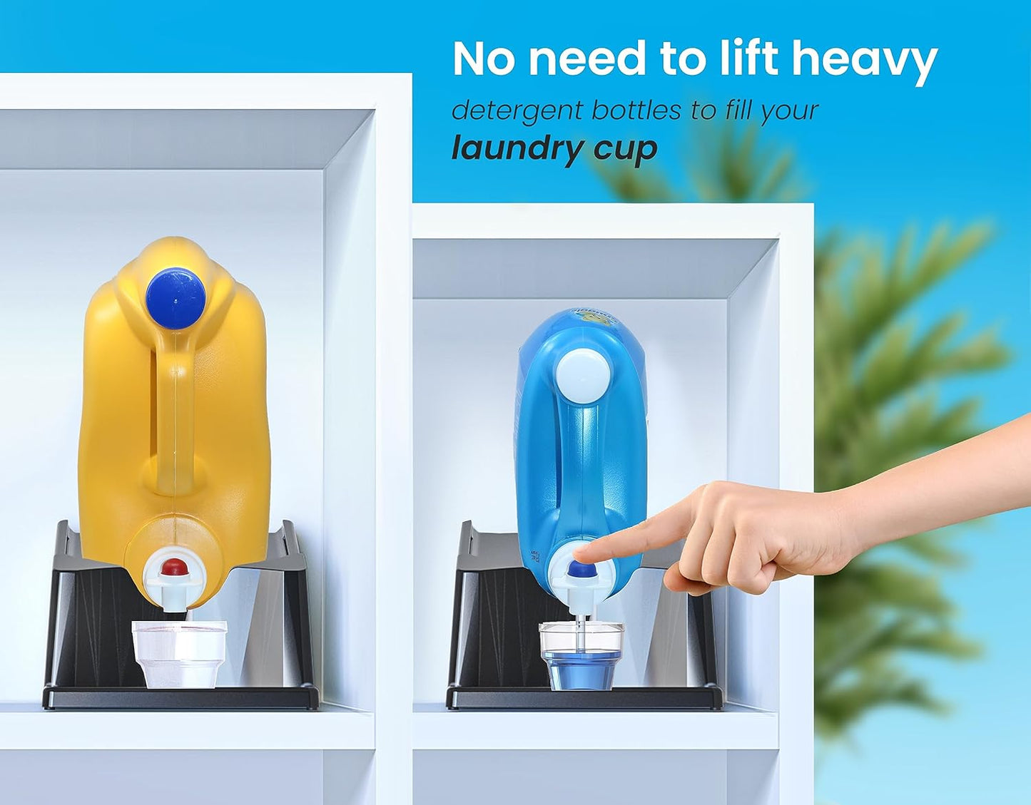 Skywin TidyFriend Laundry Detergent Holder Stand Organizer and Drip Tray for Washing Room Organization - 3 Pack Laundry Soap Holder for Liquid Detergent, Detergent Stand (Black)