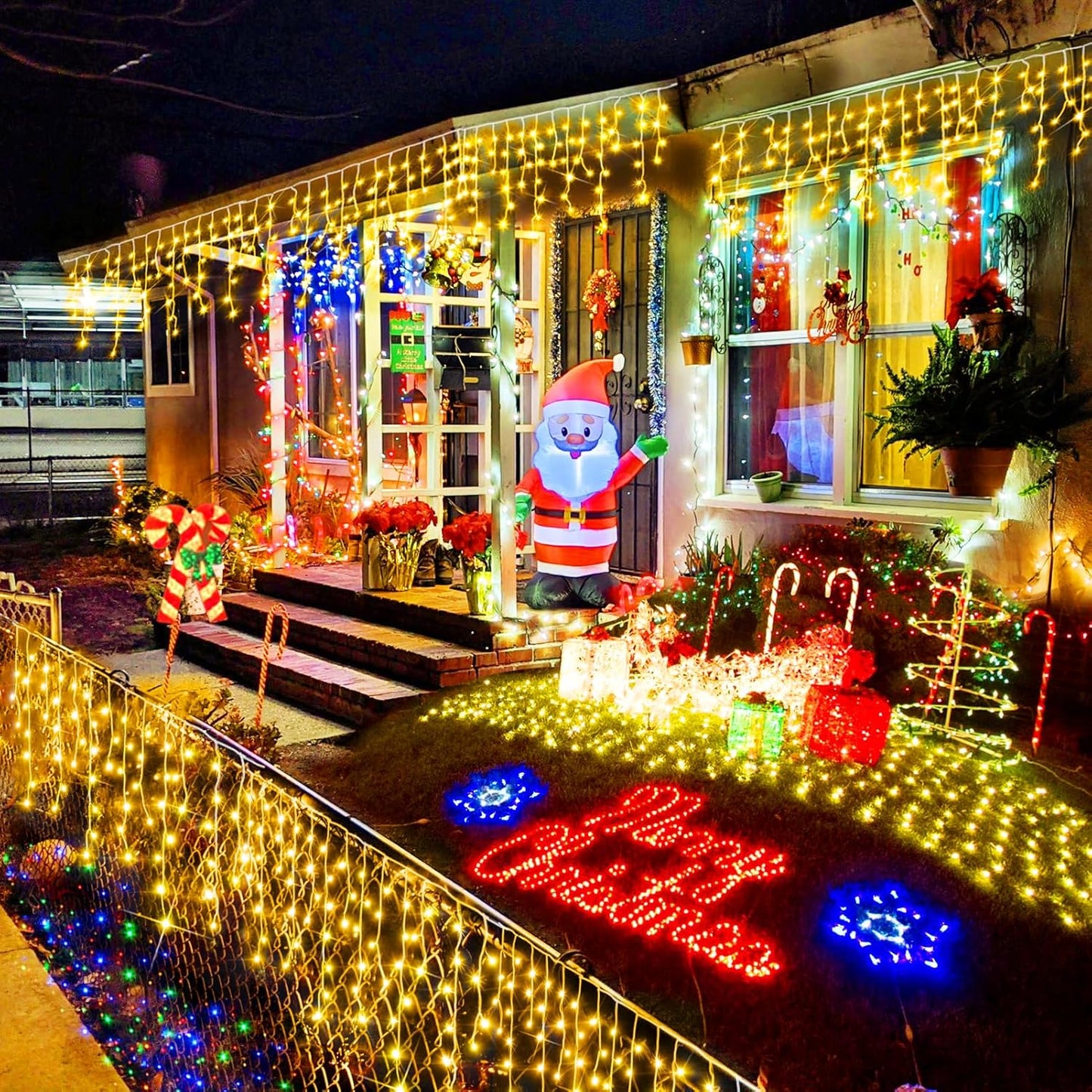 Christmas Lights Outdoor, 164FT 1600 LED Ice Lights for Outside with 320 Drops, 8 Modes Timer Memory Function, IP44 Waterproof Ice String Lights for Christmas Party Eaves Yard Decor (Warm White)