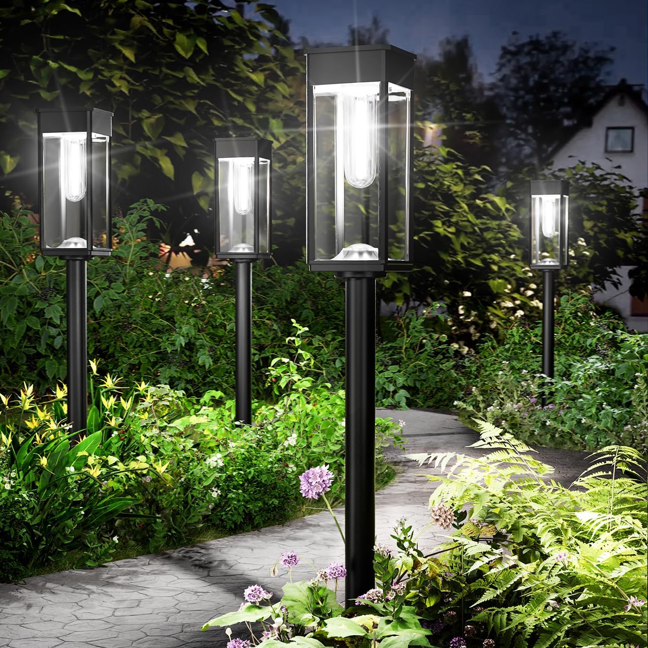 Solar Pathway Lights Outdoor,6 Pack Bright Solar Lights Outdoor,IP65 Waterproof Solar Garden Lights Solar Powered Landscape Lighting for Yard Patio Walkway Driveway Pathway (Cool White)