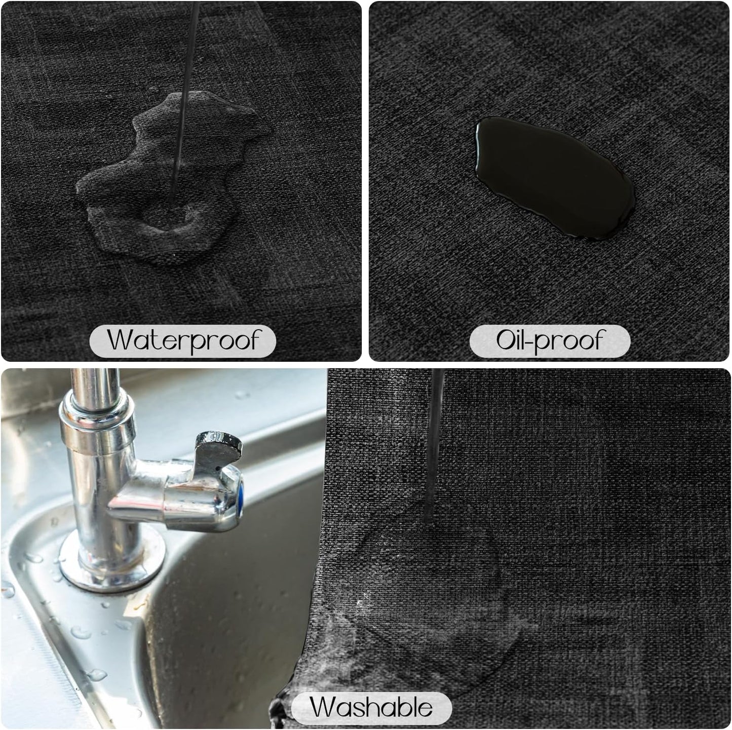 Romanstile Reversible Vinyl Placemats Set of 4, Faux Leather 100% Waterproof Oil-Proof Wipeable Place Mats, Heat Resistant Dual Sided Table Mats for Kitchen/Dining/Party (Grey Black, 12 x 17 Inch)