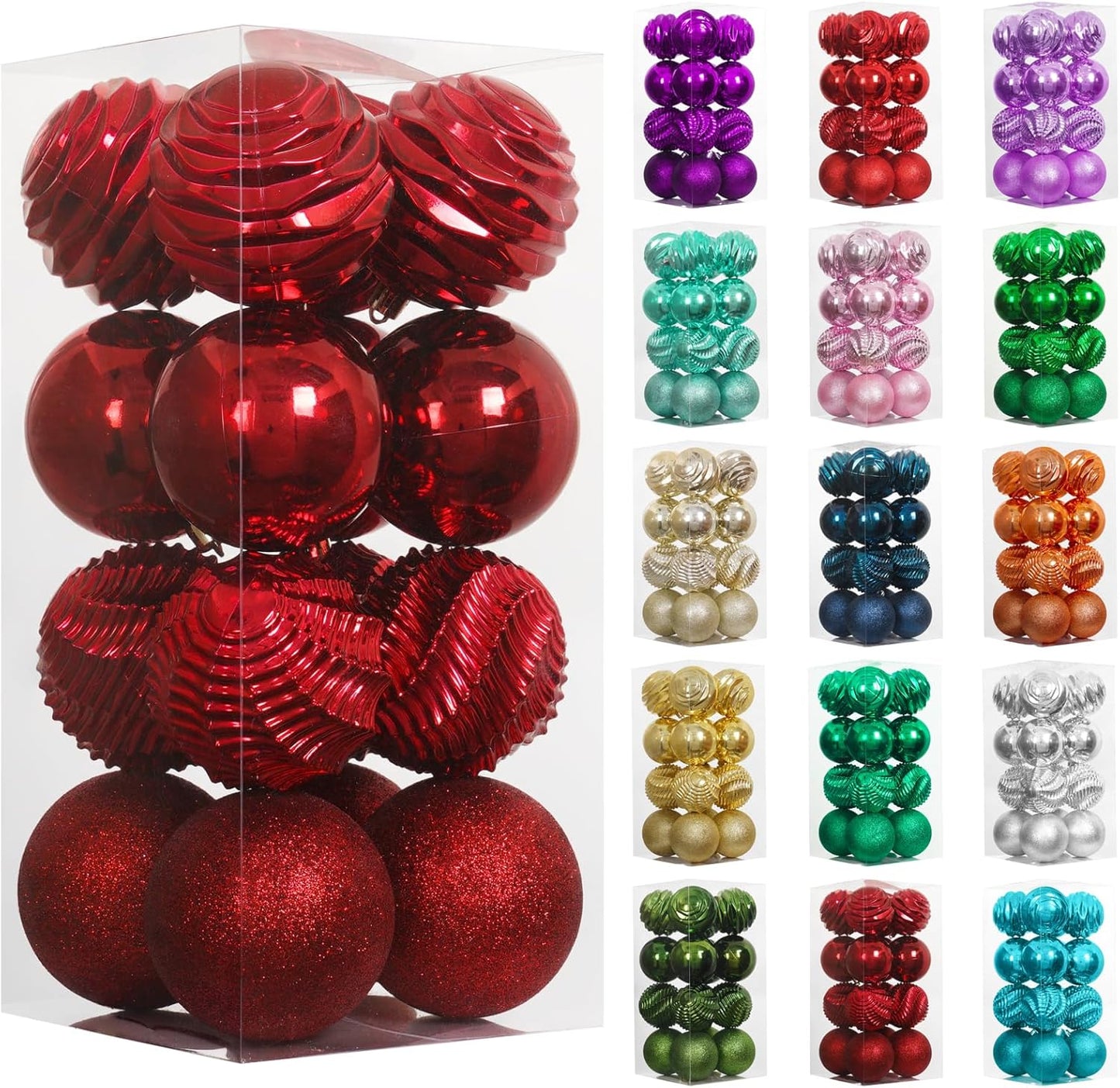 XmasExp 16ct Christmas Balls Ornaments - Shatterproof Large Hanging Ball Decorative Xmas Balls for Holiday Wedding Party Xmas Tree Decoration(3.15"/80mm, Burgundy)