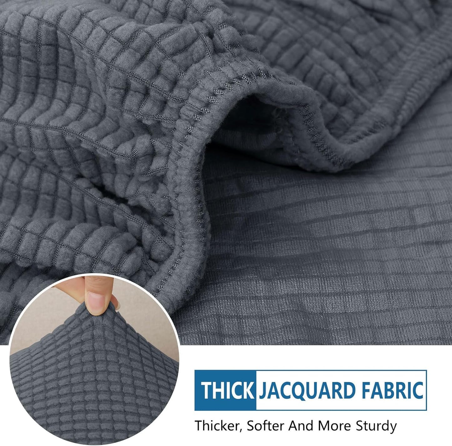 hyha Waterproof Couch Cushion Covers for Pets, Non Slip Sofa Seat Cover for Dogs Washable, Soft Thick Stretch Jacquard Fabric, Sofa Slipcovers with Elastic Bottom (1 Chaise+3 Seater, Grey)