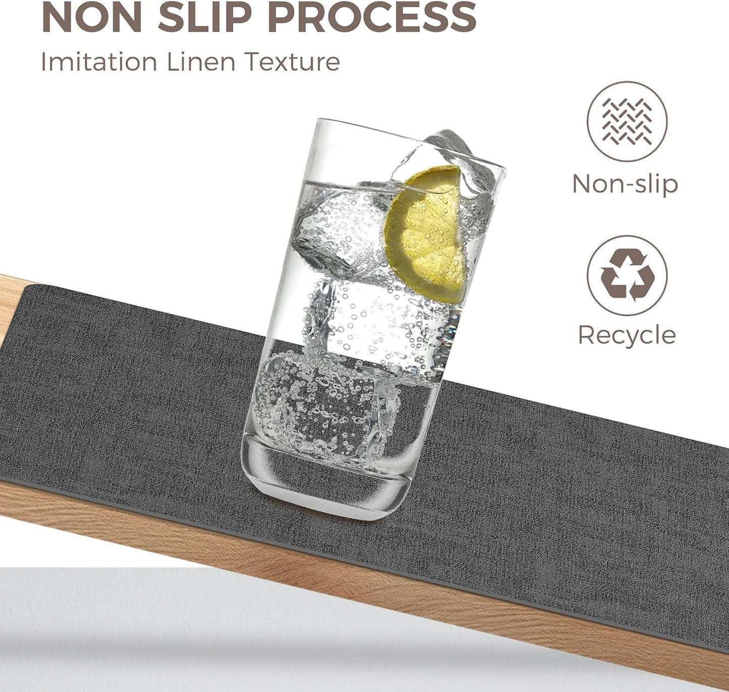 Vinyl Placemats Set of 6, Faux Leather Waterproof and Heat Resistant Place Mats, Washable Anti-Slip Table Mats with Coaster, Wipeable Placemats for Indoor & Outdoor 17" x 12" (Black, Set of 6)