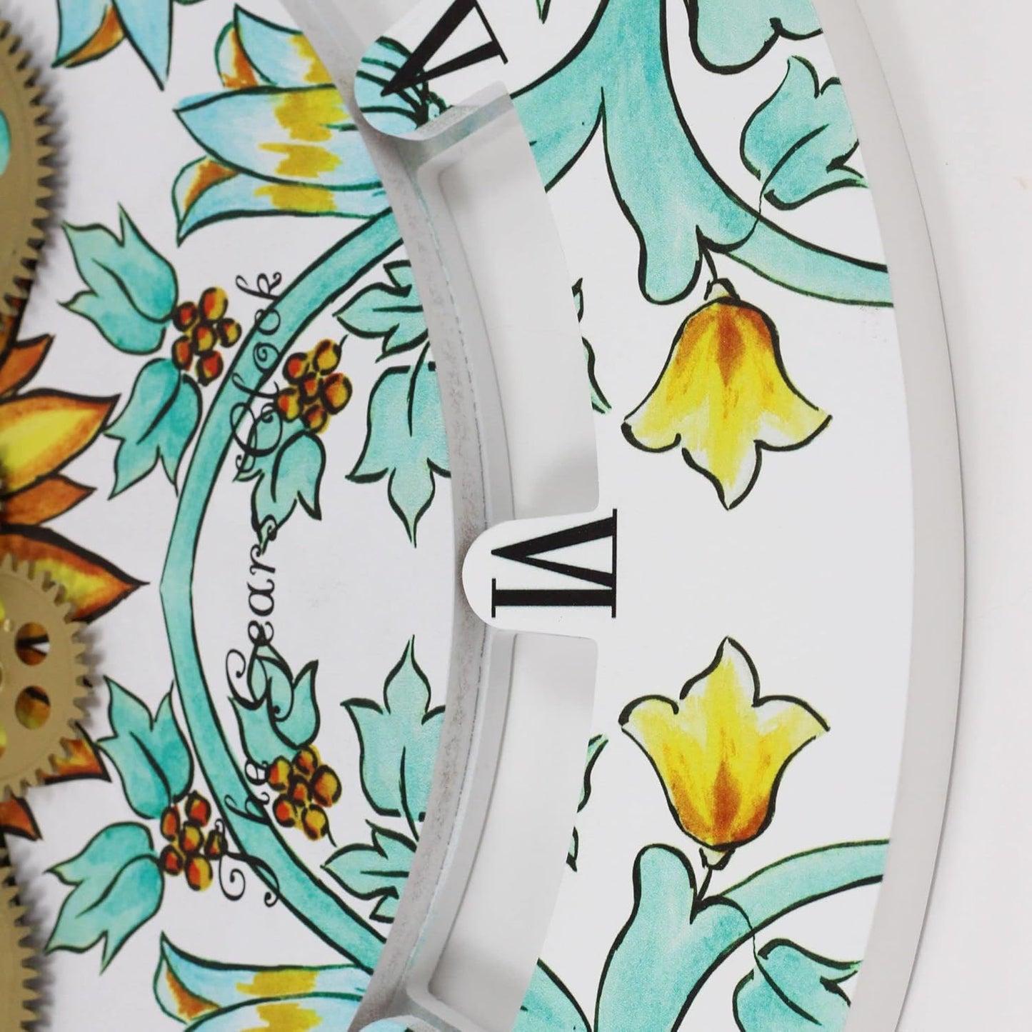 The Gears Clock Wall Clock Italy Collection with Moving Gears (Amalfi, 24 inch Round)