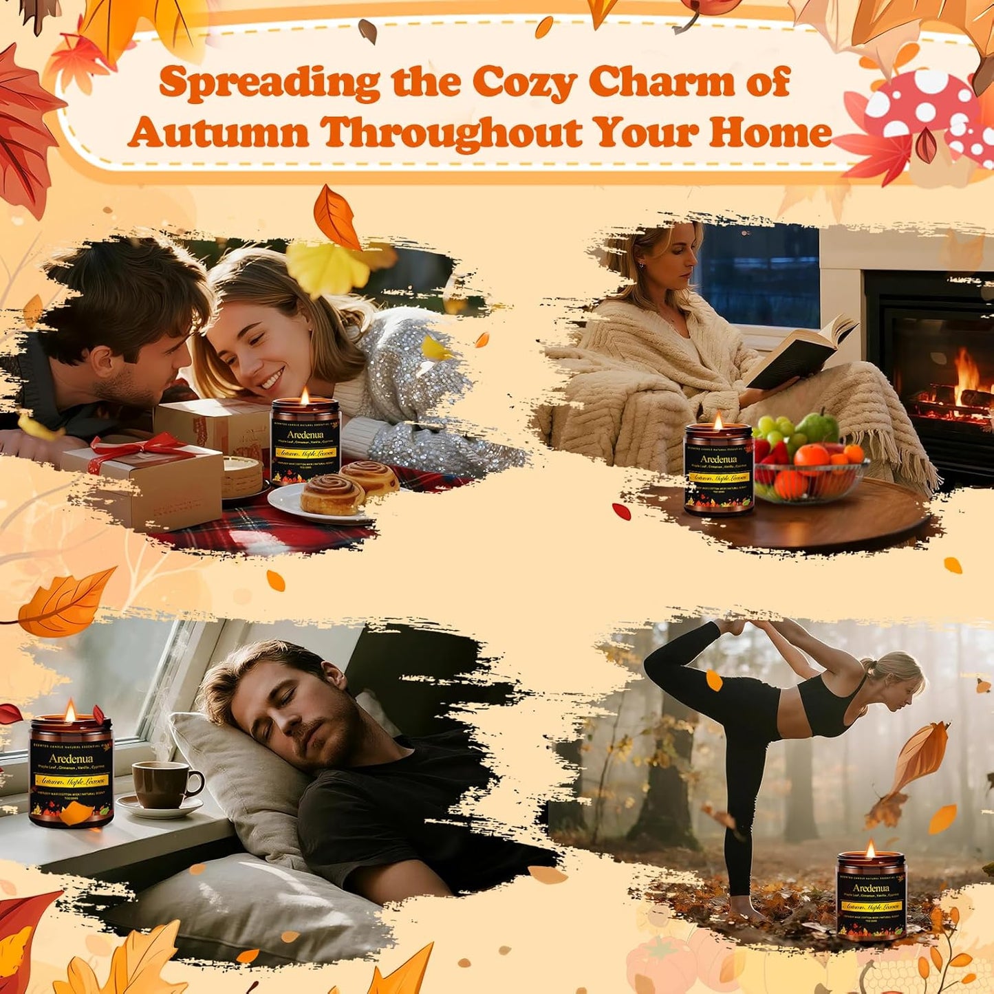 Fall Candles - Caramel Pumpkin Candle | Halloween Pumpkin Candles - Autumn7 OZ Autumn Soy Candle for Home Scented - Cozy Autumn Home Décor, Perfect Halloween & Thanksgiving Gift