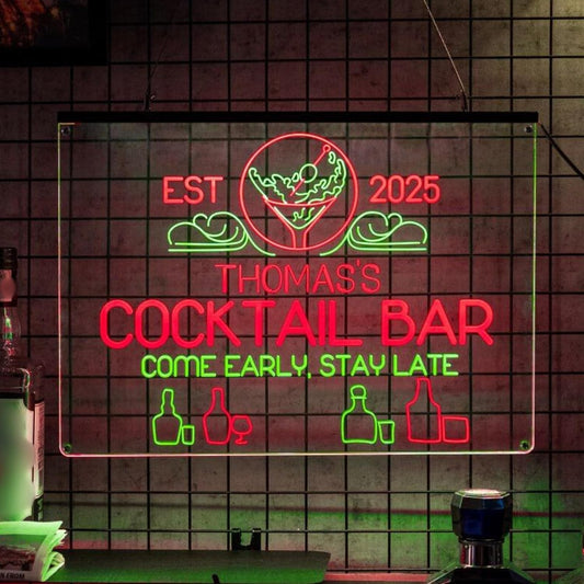 Personalized Bar Signs with Your Name for home wall light up with personalized pub name, man cave accessories, beer themed neon customizable lighted sign