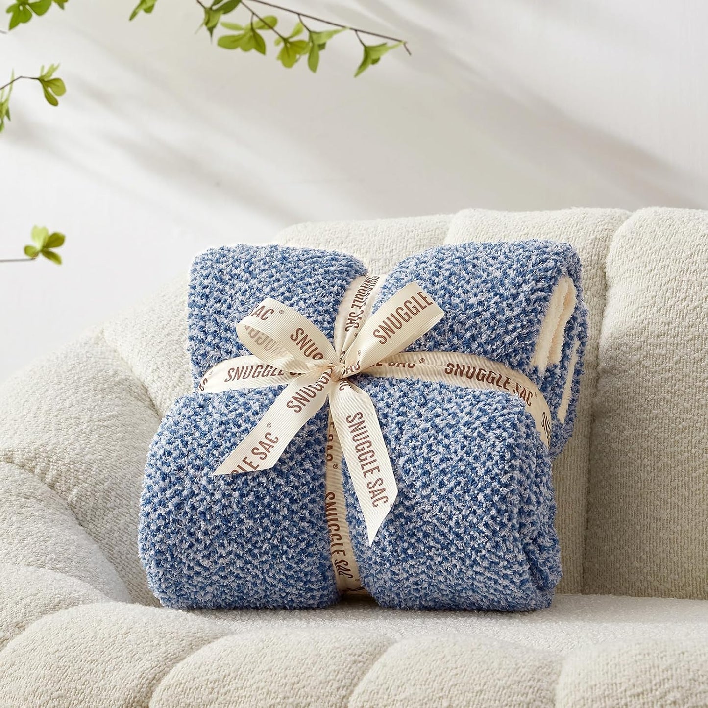 Snuggle Sac Royal Blue Throw Blankets for Couch, Super Soft Warm Blankets Cozy Knit Fuzzy Plush Lightweight Throws for Sofa, Bed,Living Room, Royal Blue, 50x60 inches