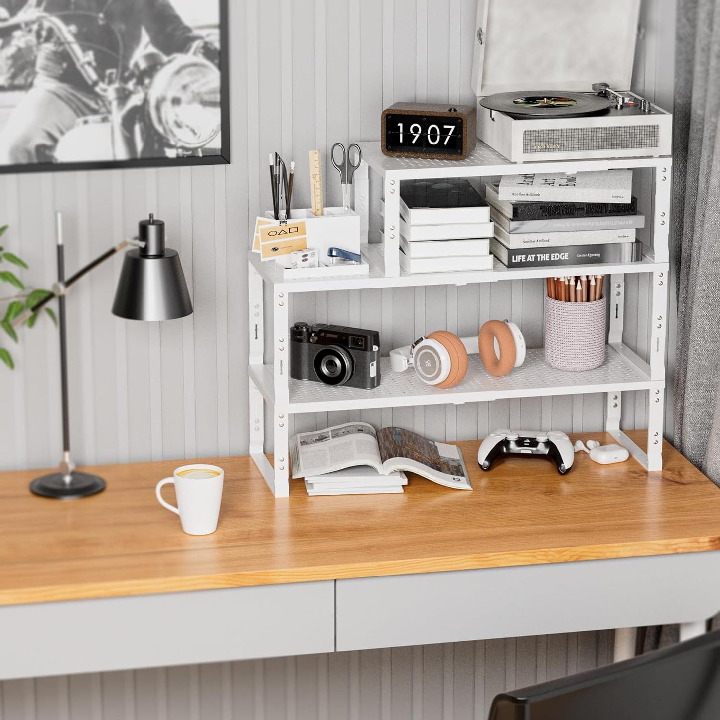 Expandable Spice Rack,Stackable Storage for Cabinet, Multi-Functional Kitchen Shelving,Height-Adjustable,Sustainable Organizer Solution(3Packs/White/Medium)