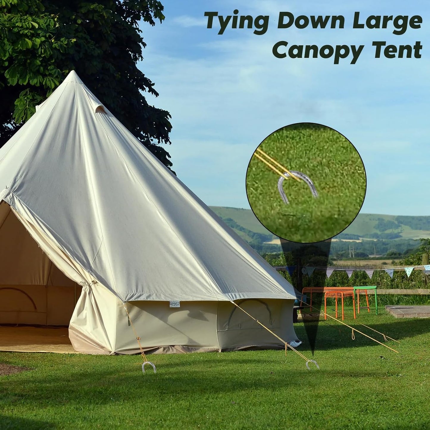 12 inches Tent Stakes Heavy Duty 34-Pack, 5/16" Diameter J Hook Fence Stakes Rebar Ground Stake for Inflatables, Tarp, Yard Lawn Outdoor Decoration