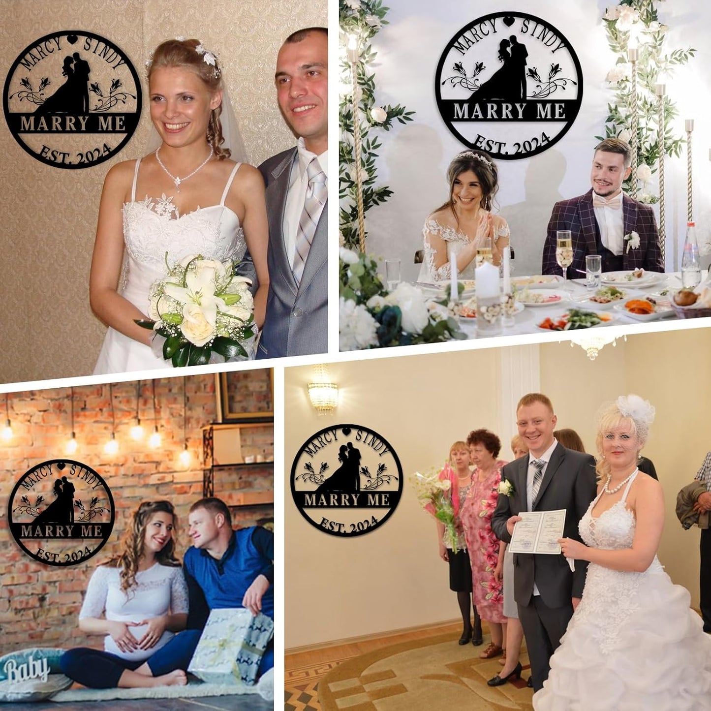 Personalized Wedding Gifts | Custom Metal Signs| Couples Gift for Her | Wedding Date Sign | Engagement Gift | Anniversary Gift | Bridal Shower Gift | Wedding Anniversary Gift | Metal Art