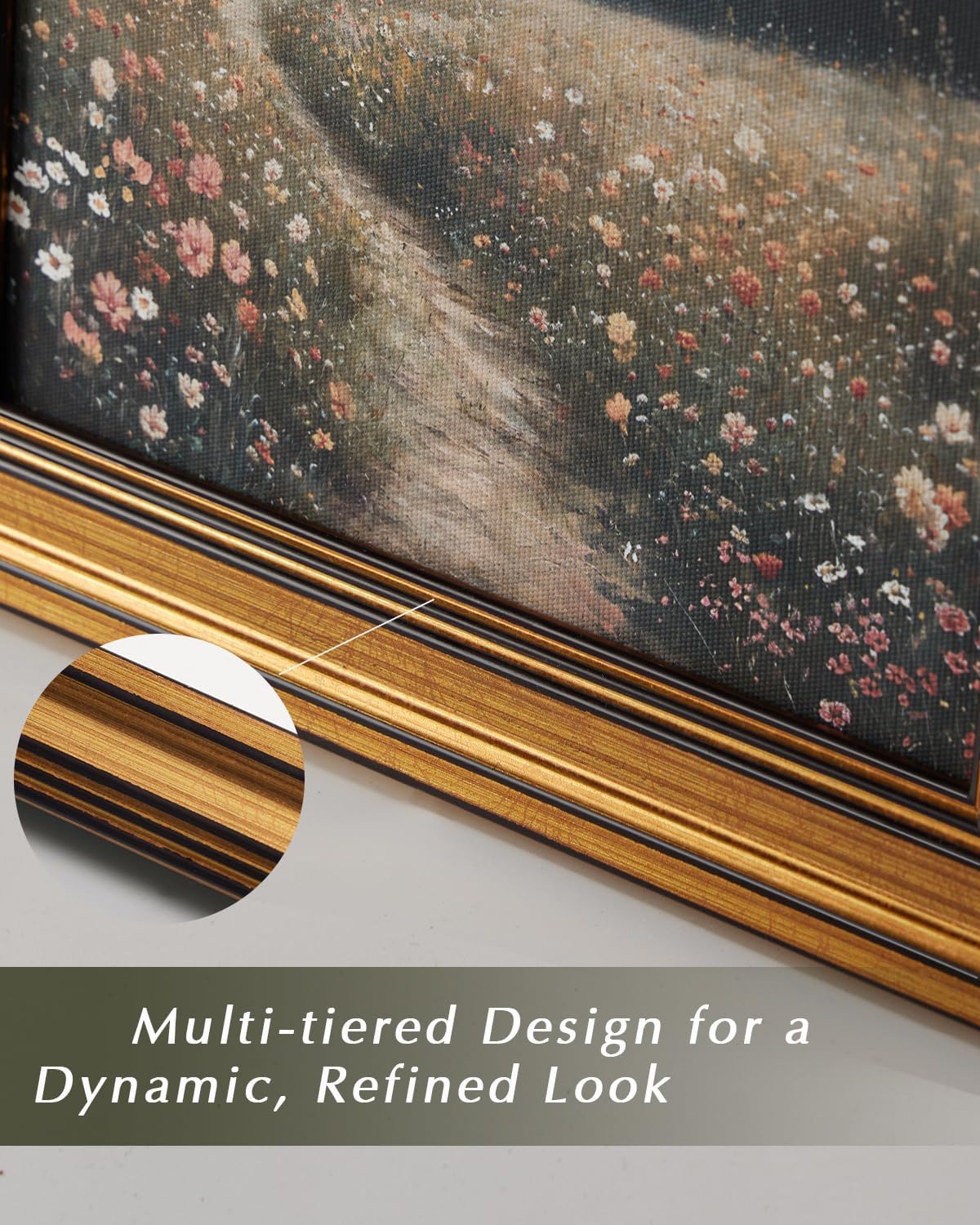 HUARCEY Gold Framed Vintage Wall Art for Living Room, Flowers Painting Canvas Prints Shelf Decor for Kitchen, Aesthetic Bedroom Wall Art, Christmas Gifts for Friends or Family (White Hydrangea 8"x10")